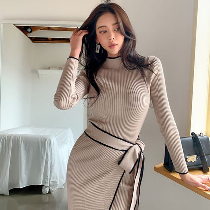 Longsleeved Midi Dress With Waistband