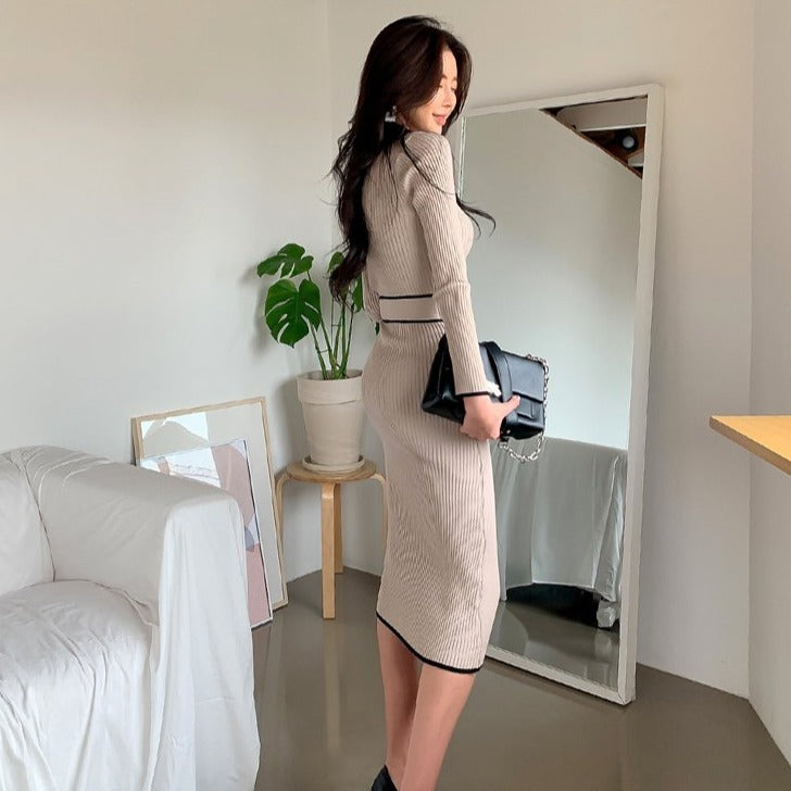 Longsleeved Midi Dress With Waistband