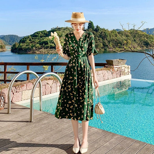 Midi Dress With Cherry Pattern