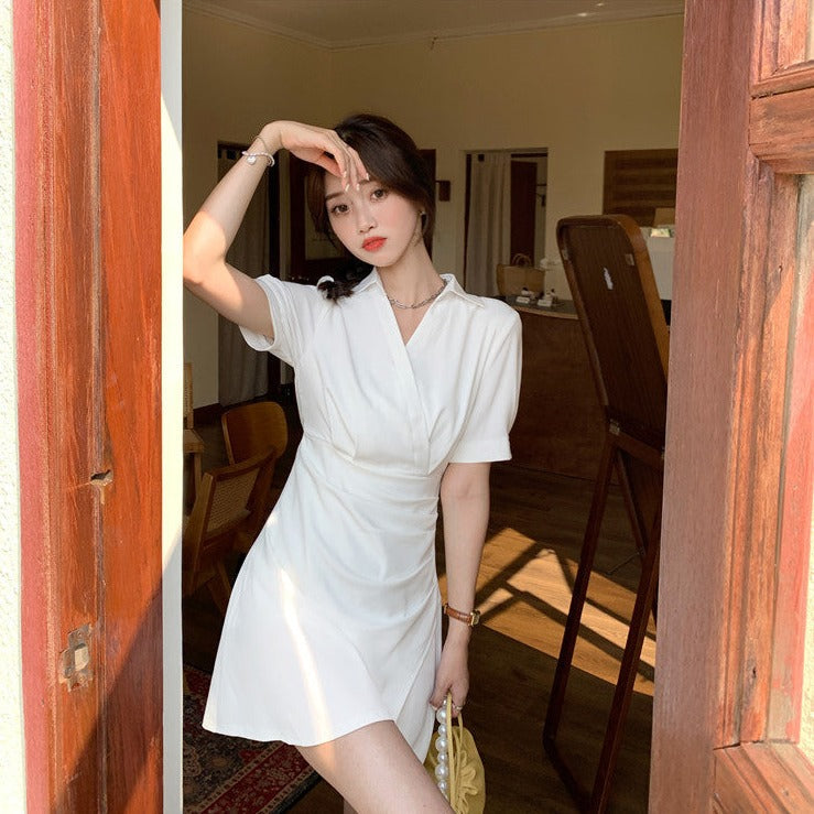 Shortsleeved Mini Dress With V-Neck